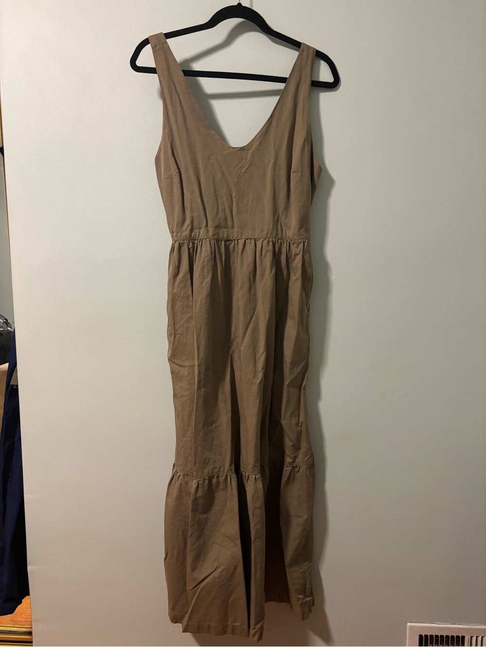 Khaki Green Canopy Linen Blend Easy Tank Dress